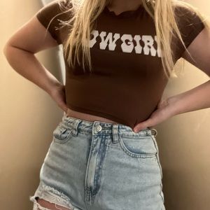 Cowgirl brown crop top